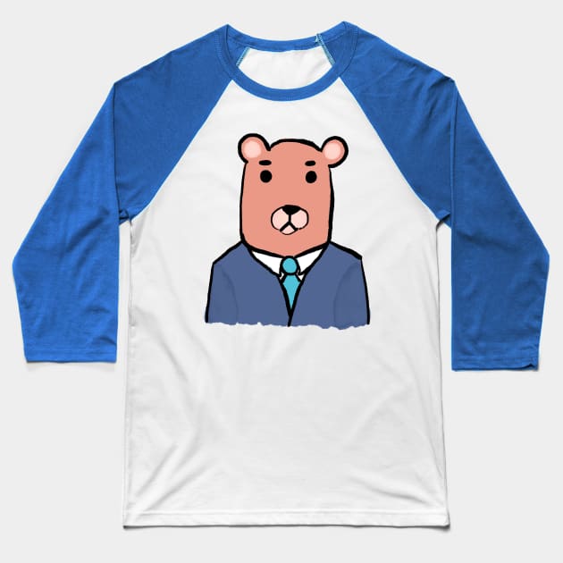 Suited business bear Baseball T-Shirt by glowglowworm